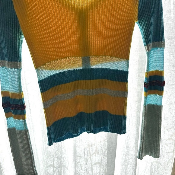 1970s Miss Djam Paris Top sz Small Knit Preppy Mod Stripe - Picture 5 of 7